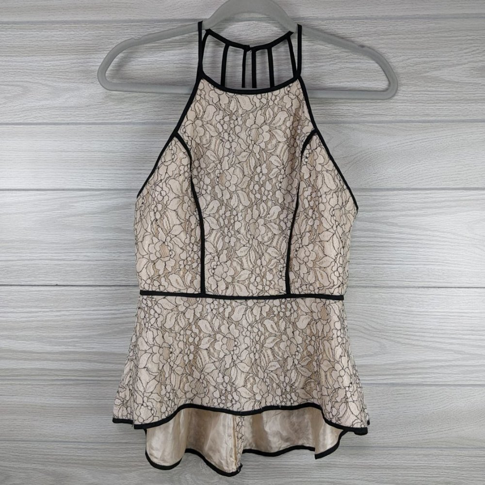 TOBI Lace Peplum Halter Top